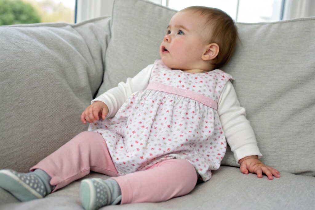 Baby girl in empire dress