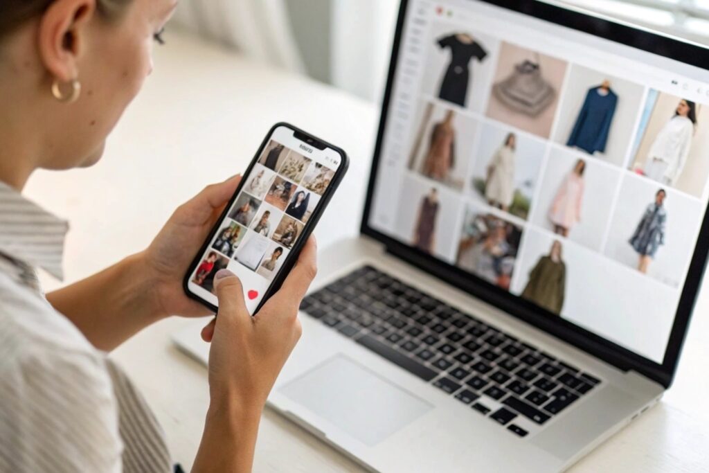 Business owner analyzing social media trends