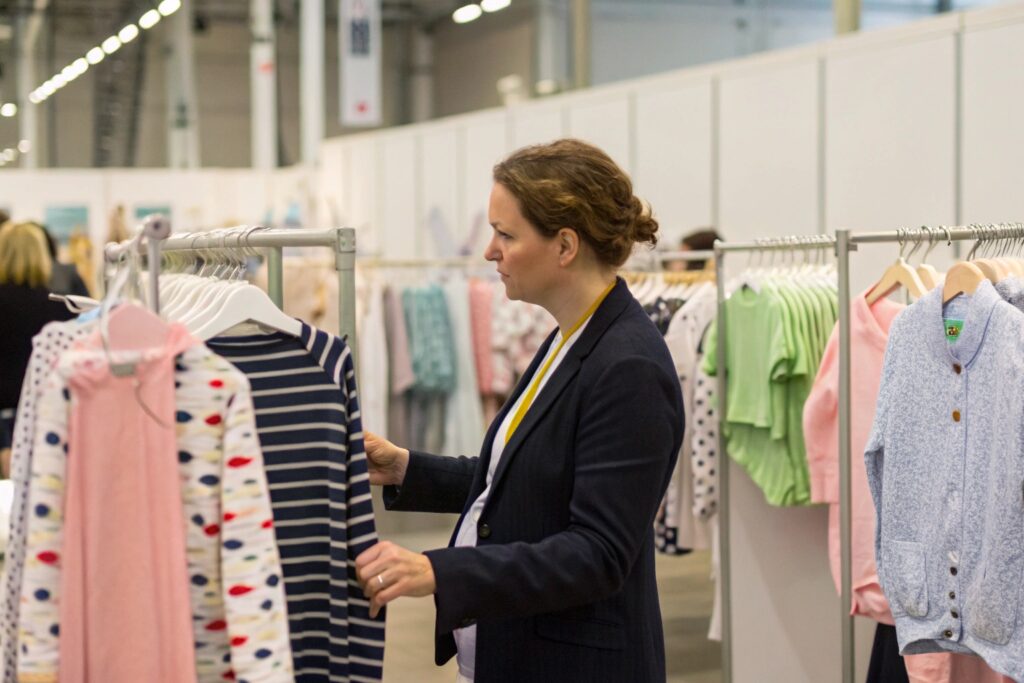 Business owner attending kidswear trade show