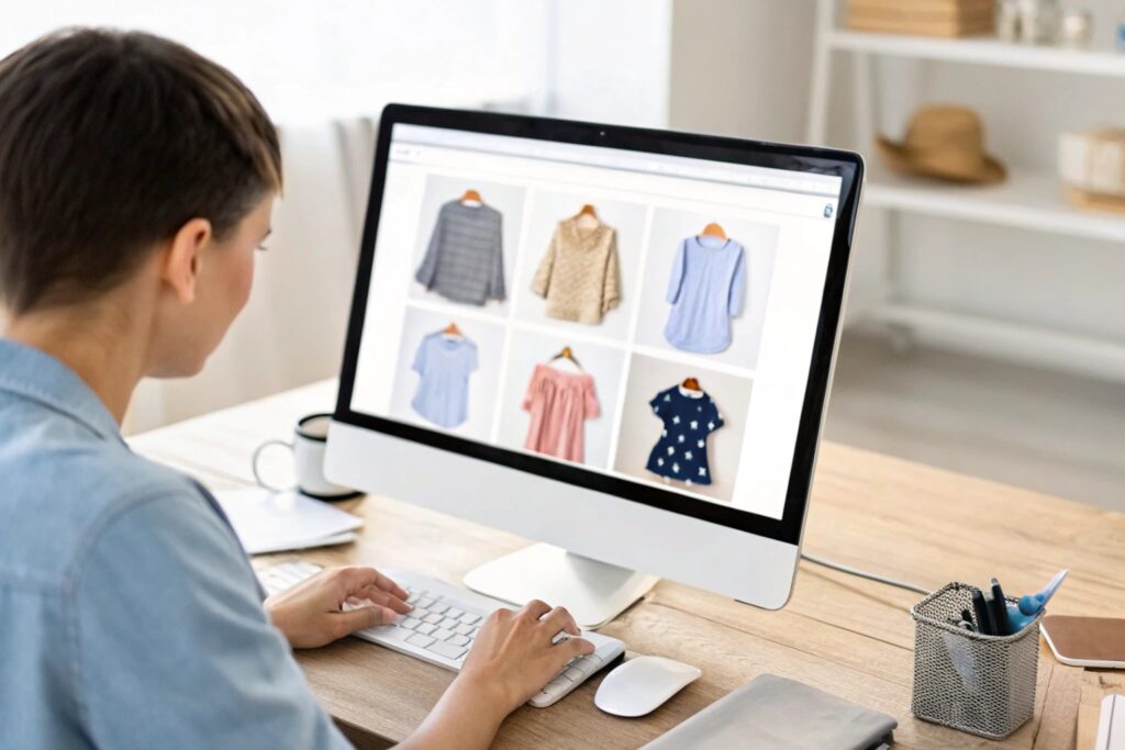 Business owner setting up an online store