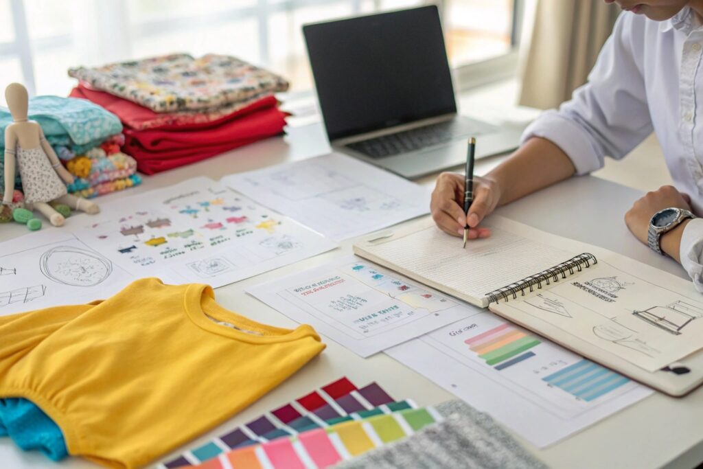 Business owner planning designs
