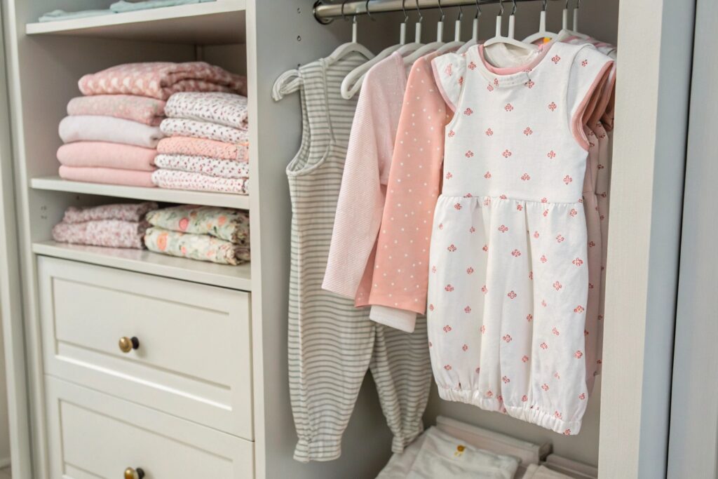 Baby closet with cute outfits