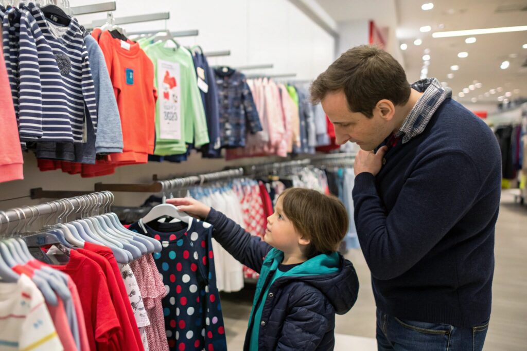 Parent shopping for kids' clothing