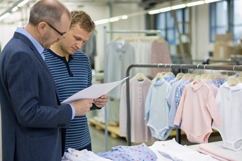 Business owner discussing production