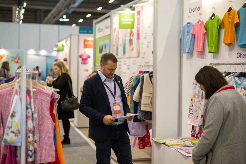 Business owner at kidswear expo