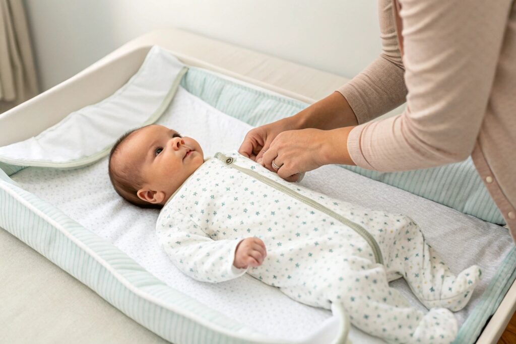 Changing a baby outfit
