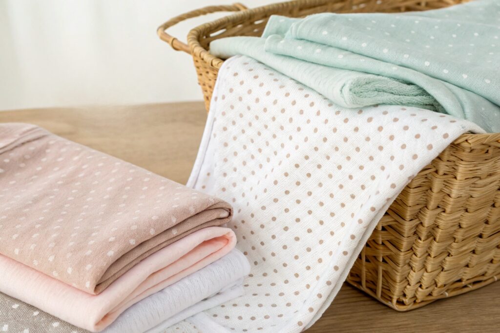 High-quality baby fabrics in soft pastel colors