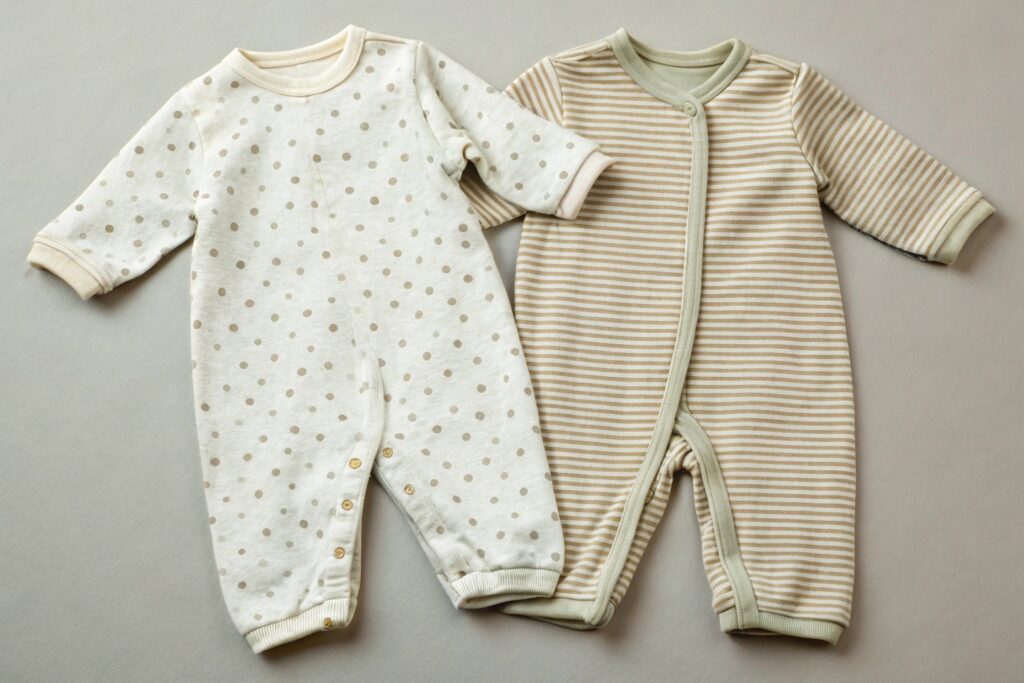 Two baby outfits side by side