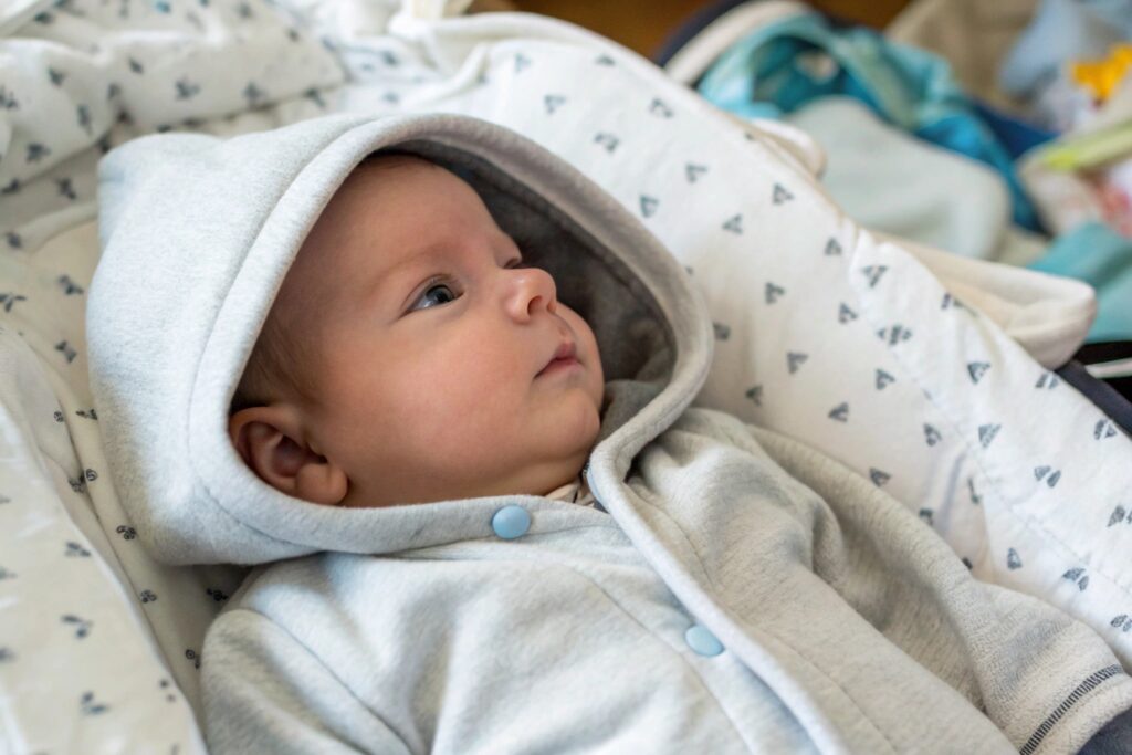 Baby wearing a soft, high-quality onesie