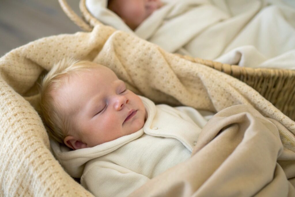 Baby wearing a soft organic cotton onesie while sleeping peacefully