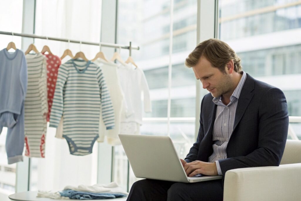 Brand manager analyzing social media trends on a laptop
