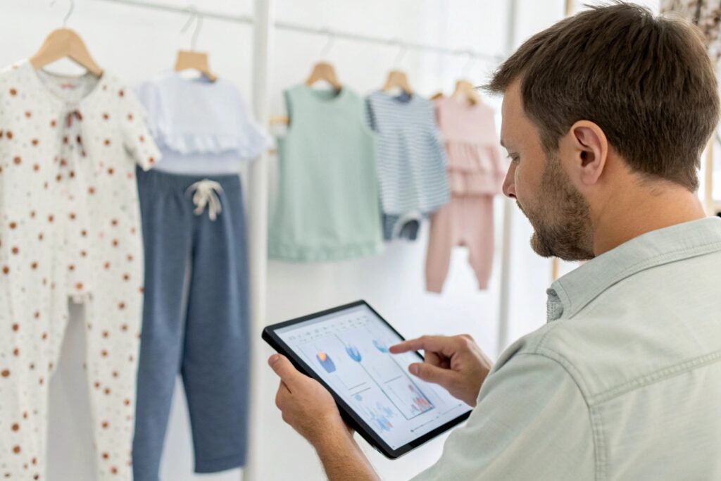 Brand manager reviewing real-time inventory data