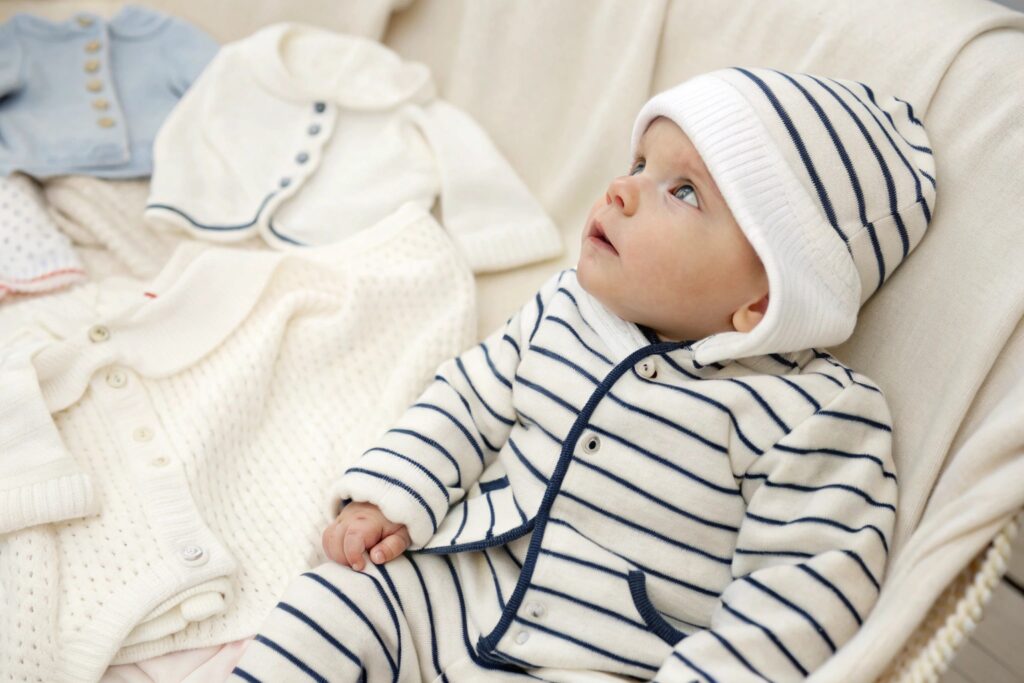 Child wearing a classic, well-made outfit from a reputable babywear brand