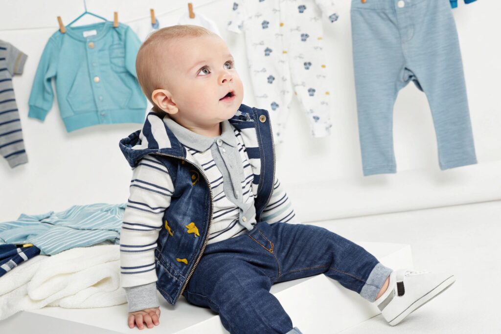 Child wearing a trendy, affordable outfit from a clothing brand