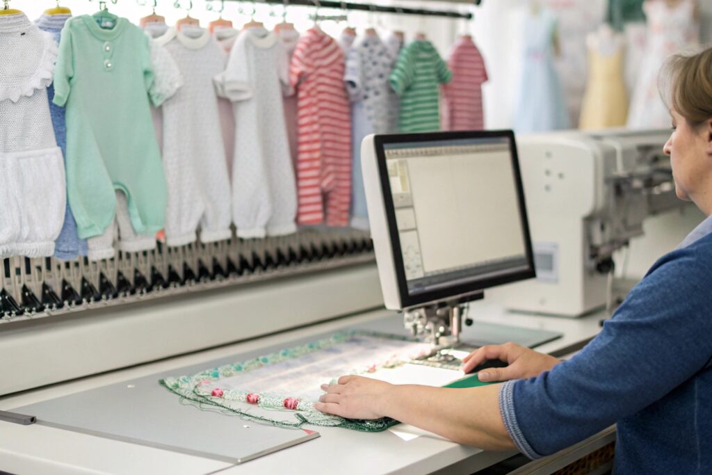 European Designer Using Embroidery Software