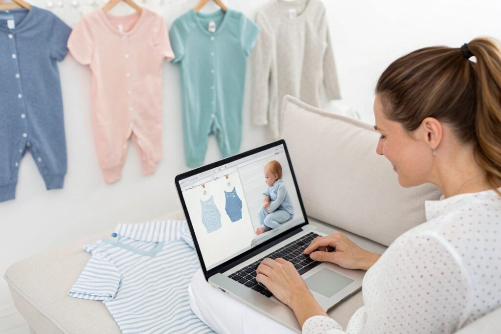 Parent browsing Amazon for baby selects