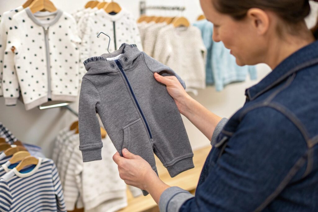 Parent Comparing Babywear Garment