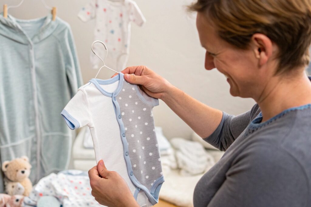 European Parent Holding Personalized Babywear