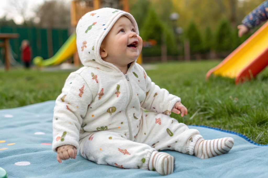 European parent shopping for eco-friendly kids' clothing