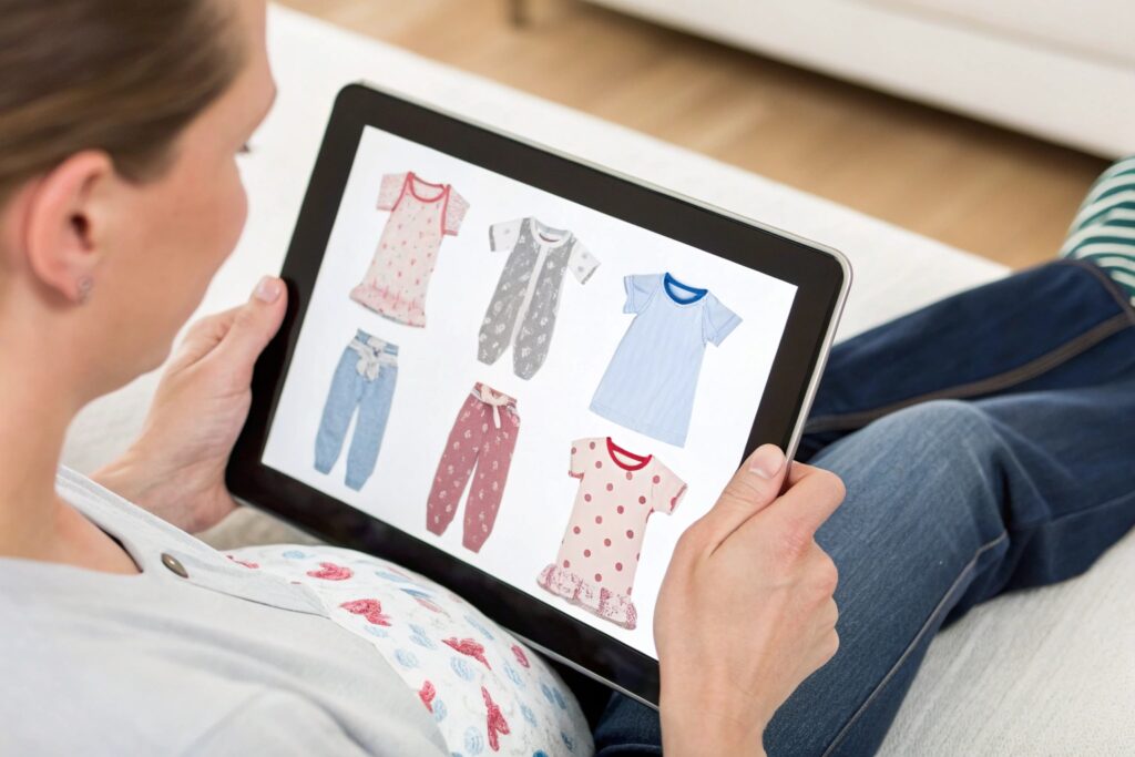Parent selecting a custom designed birthday outfit