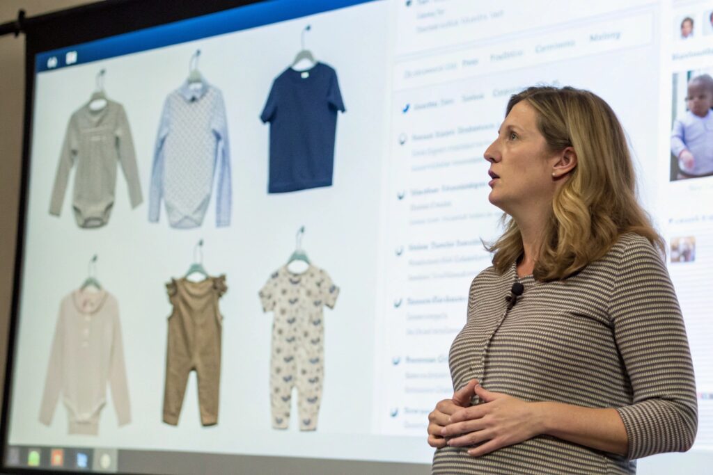Social media dashboard with babywear collection