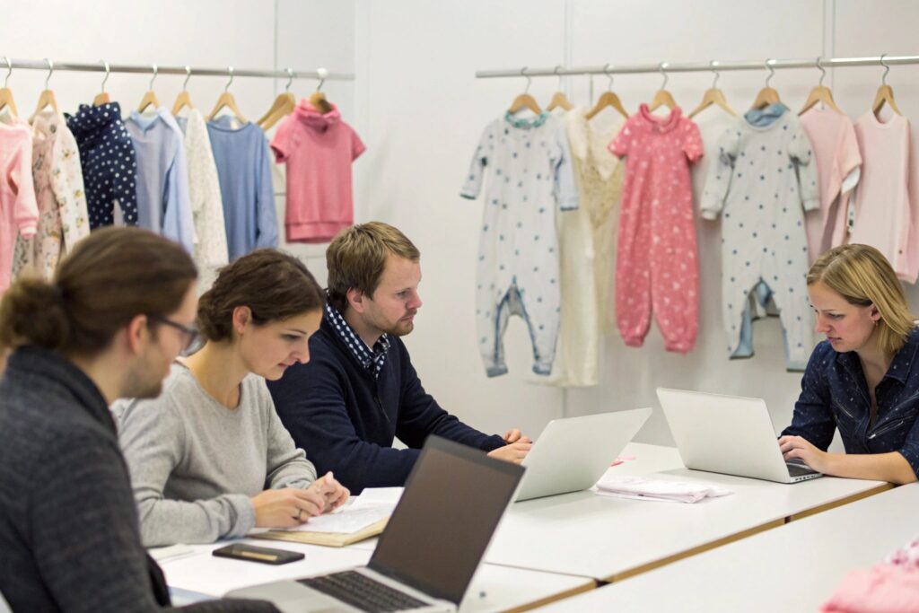 Team reviewing organized work Team in a meeting reviewing organized work