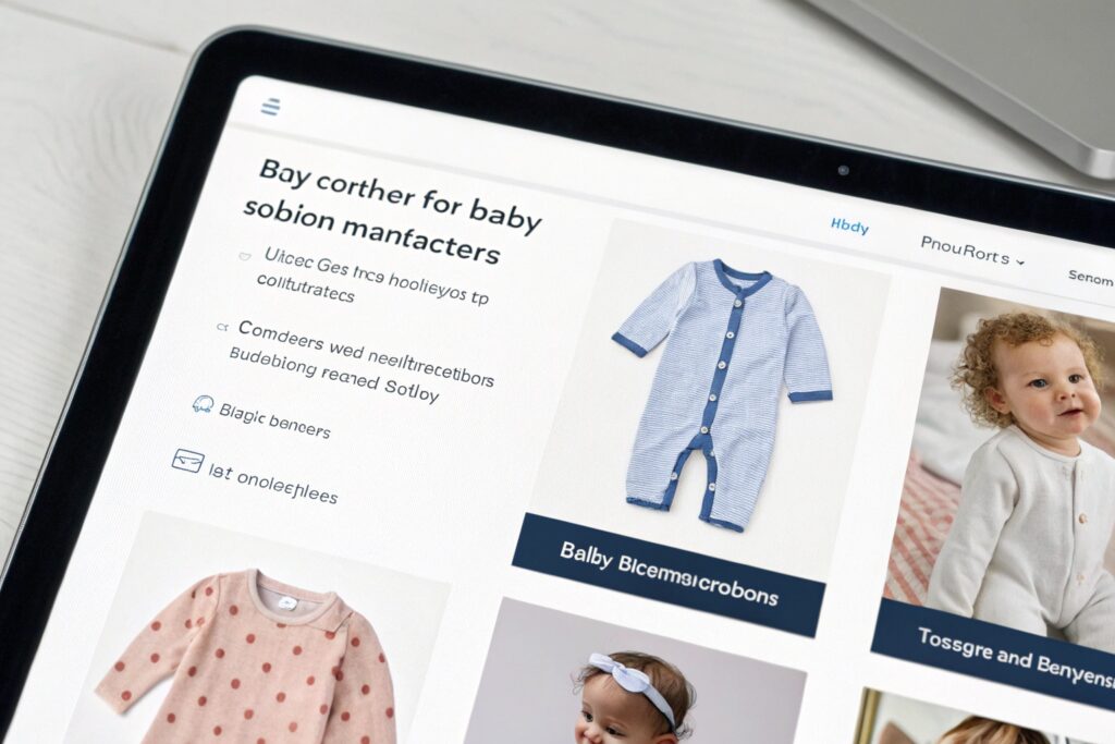 Digital platform interface showcasing baby products