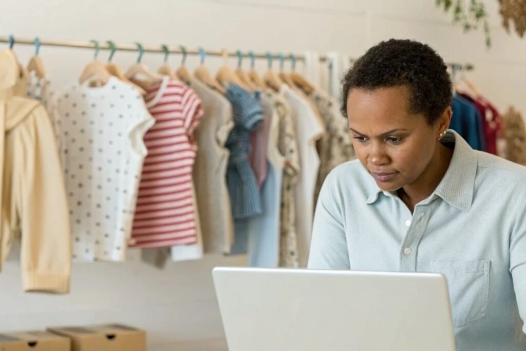 Business owner browsing a website