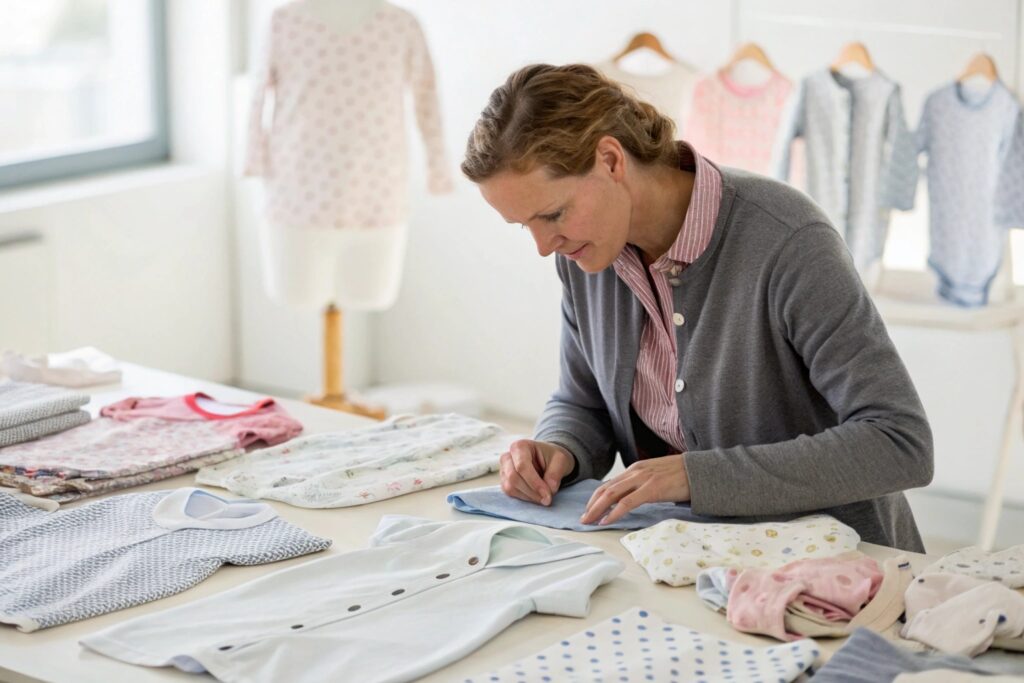 Business owner crafting a children's clothing design
