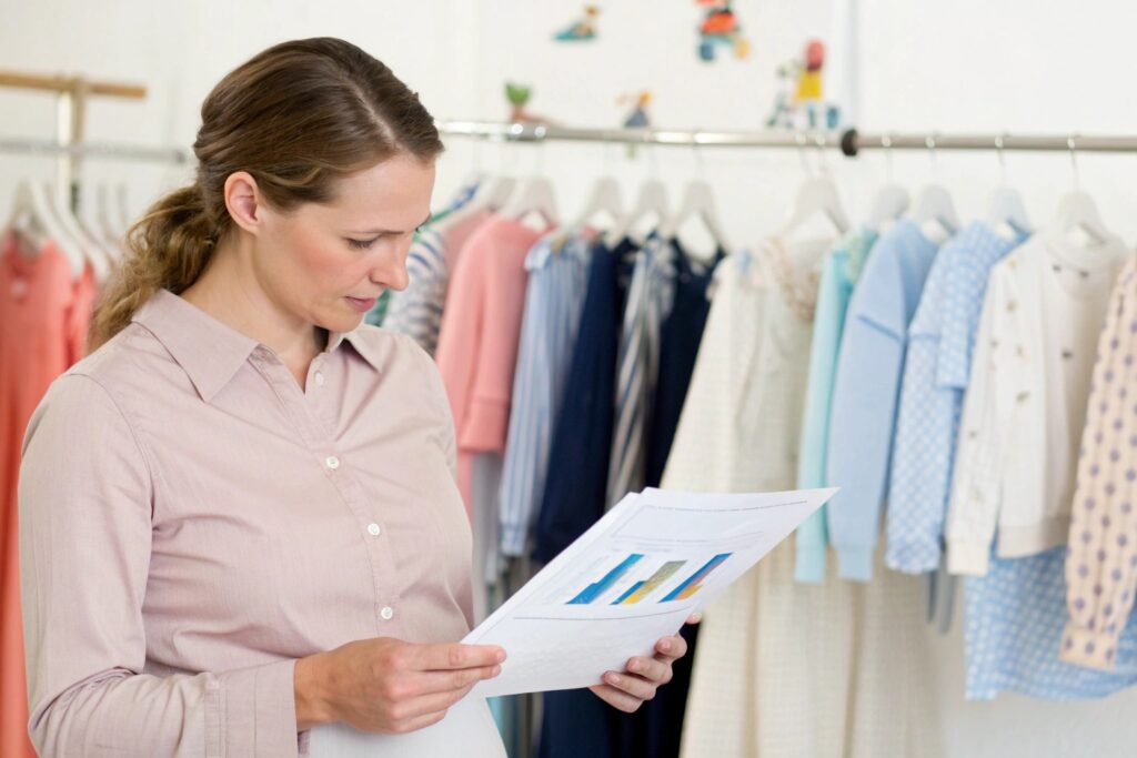 Business owner reviewing a product report