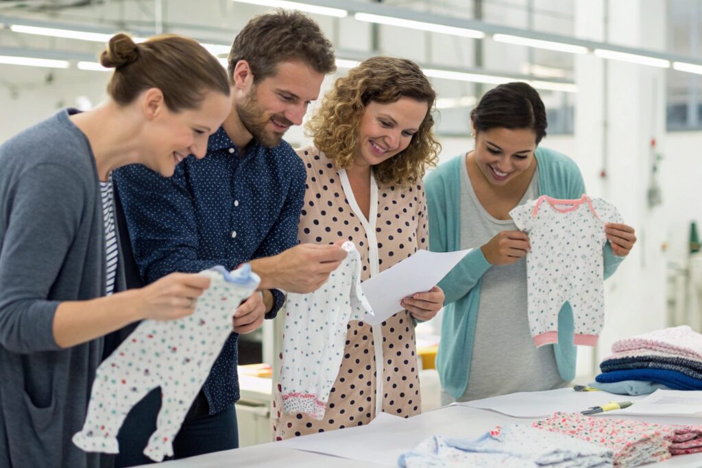 Design team reviewing samples
