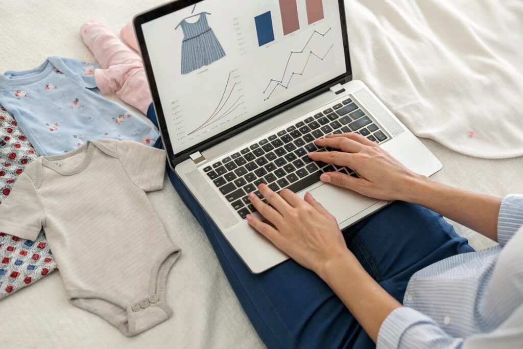Designer working on clothing data analysis
