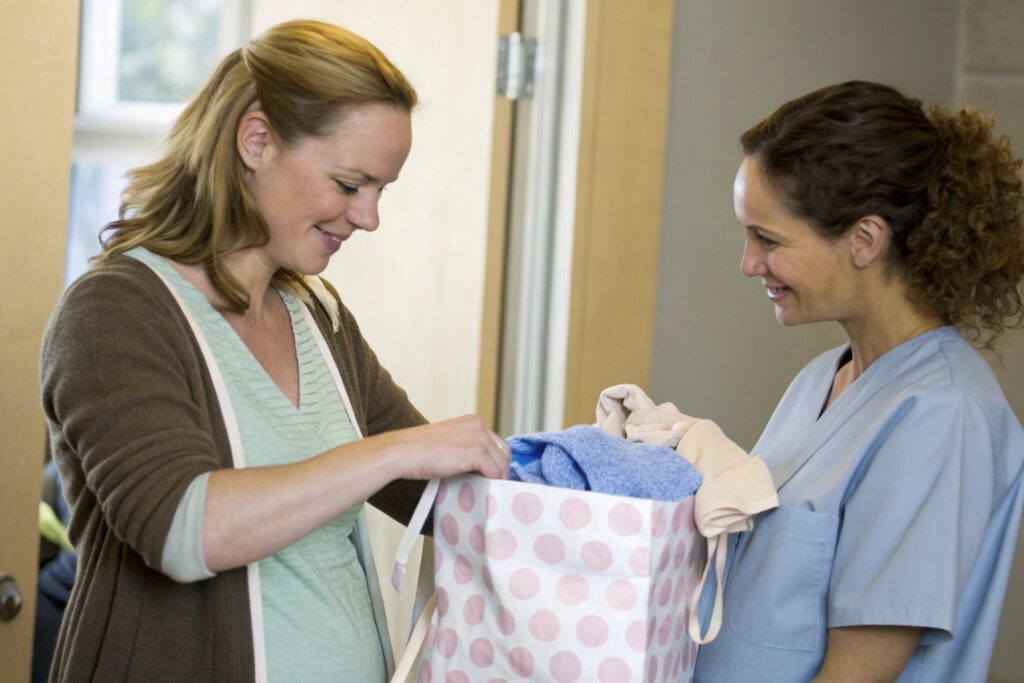 First-time mom receiving free babywear