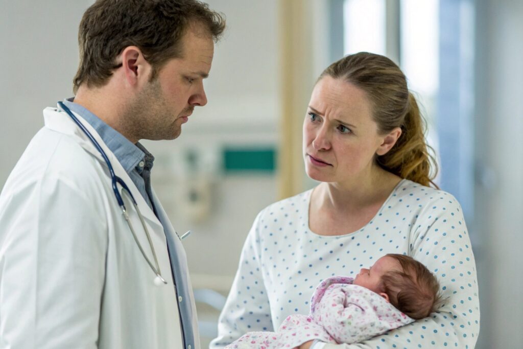 Concerned Mother Discussing Baby's Allergy with Doctor