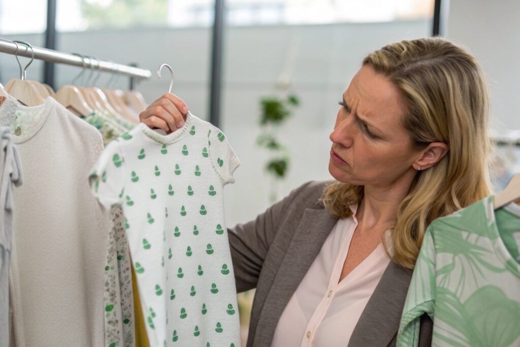 Business owner comparing fabric samples