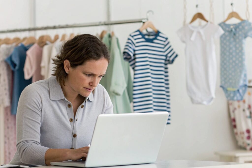 Business owner working on a laptop