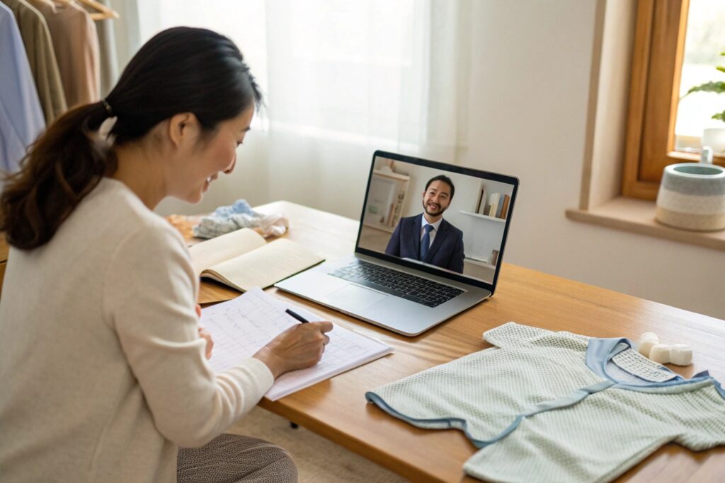 Business owner on a video call with a client