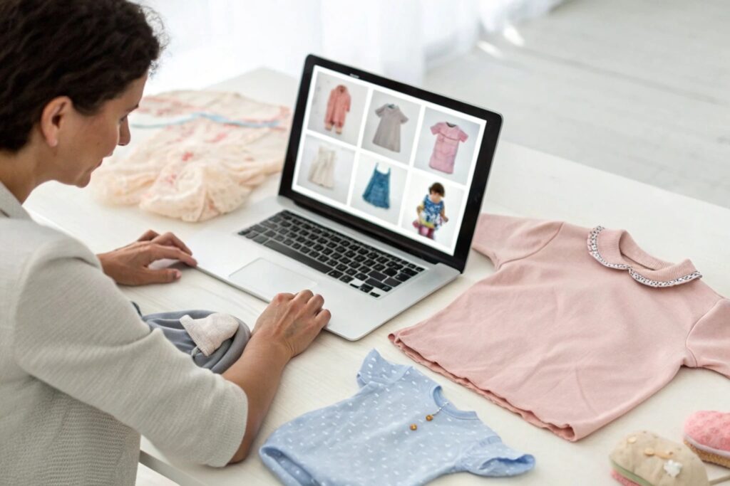 Business owner browsing kidswear