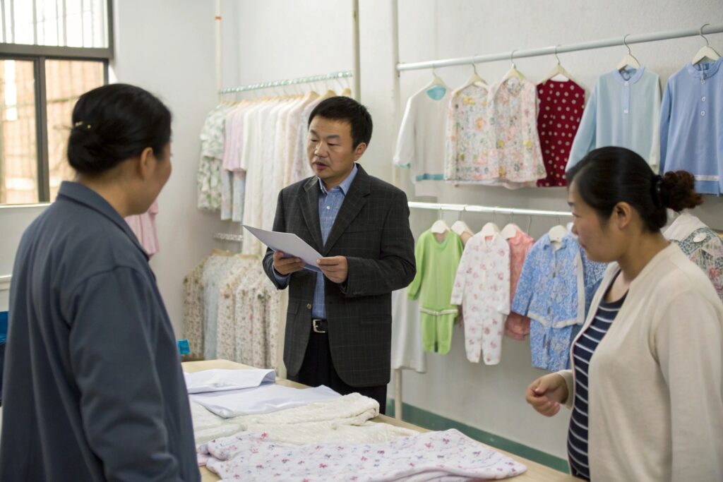Business owner conducting a meeting with staff