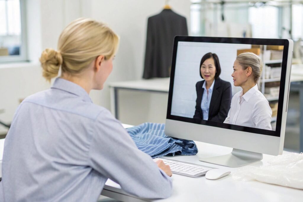 Business video conference with clothing team