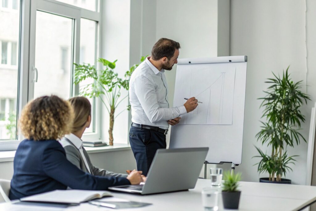 Business owner preparing a presentation