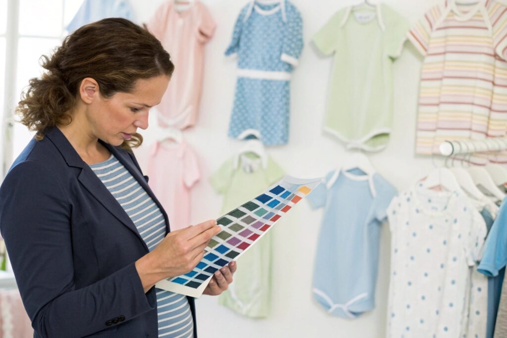 Business owner reviewing fabric swatches