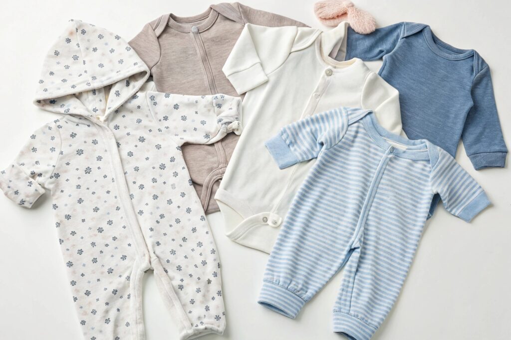 Assorted soft baby clothing samples
