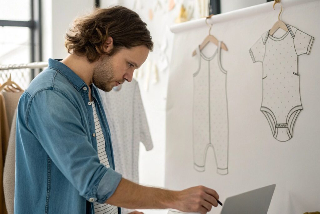 Designer working on children's clothing design