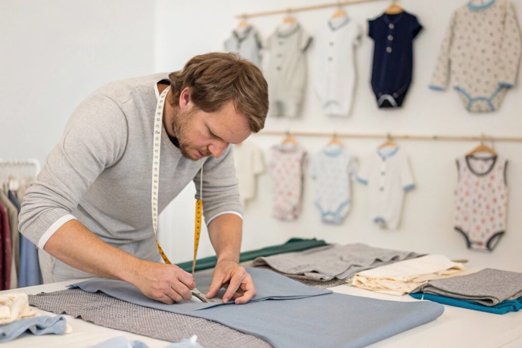 Fashion designer working on clothing patterns