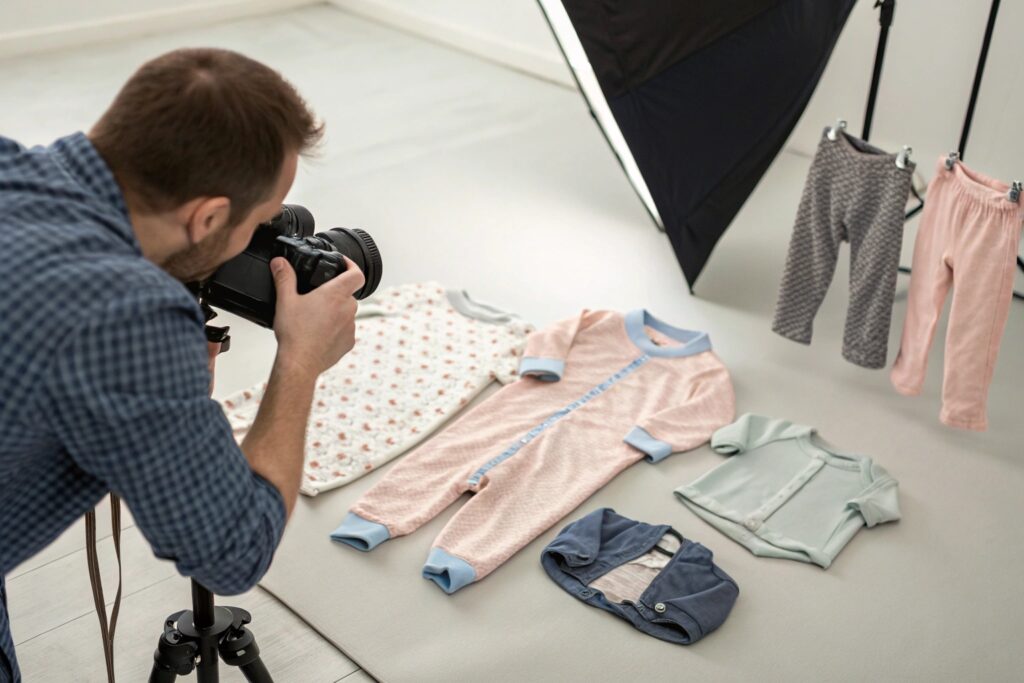 Photographer capturing high-quality images of kidswear