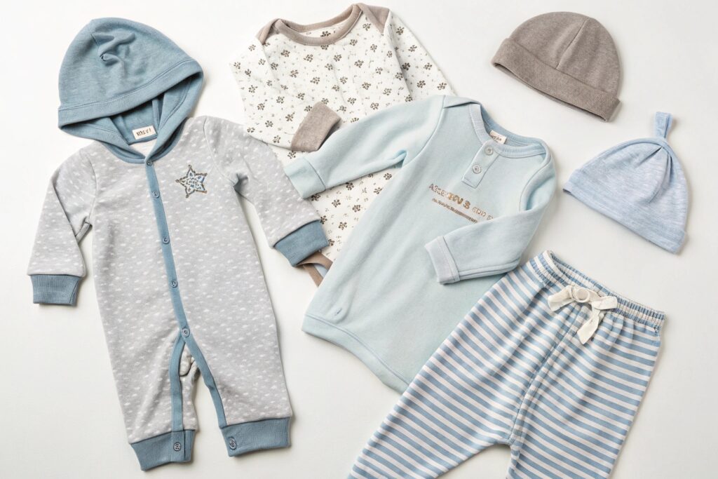 children's winter clothing collection in store